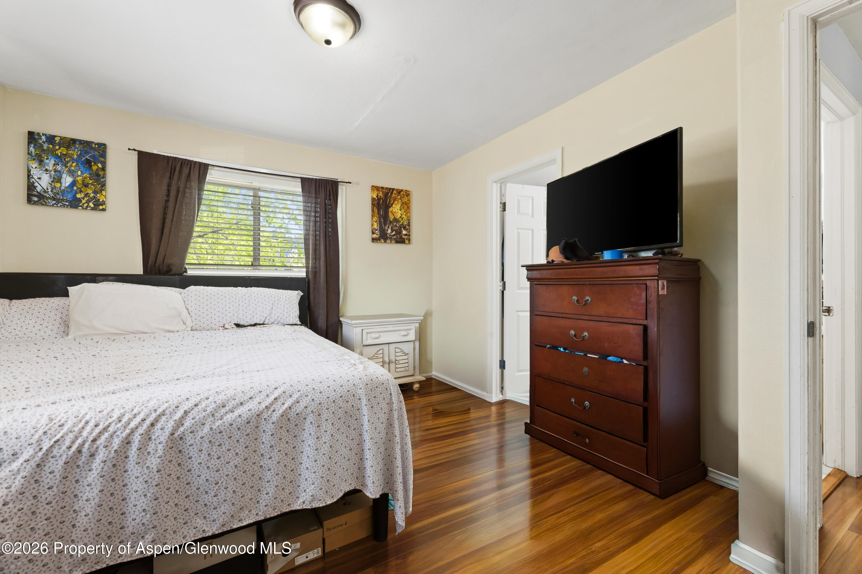 164 Current Drive New Castle, CO 81647 - Photo 23 of 34 a bedroom with a bed and a flat screen tv