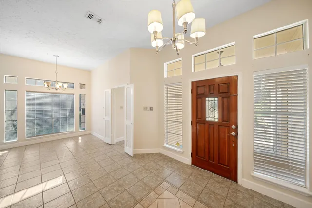 a view of a livingroom with a chandelier