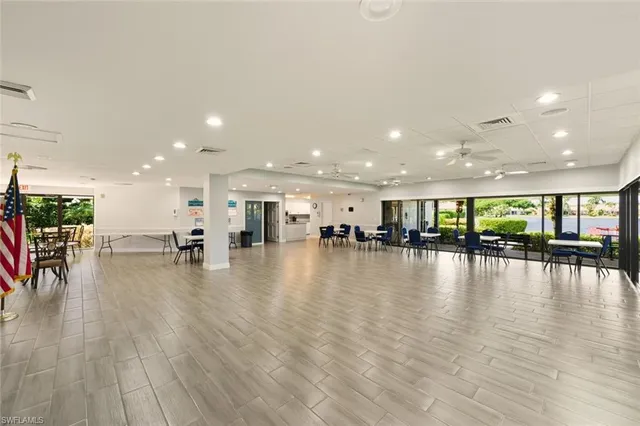 a view of a garden with a tree