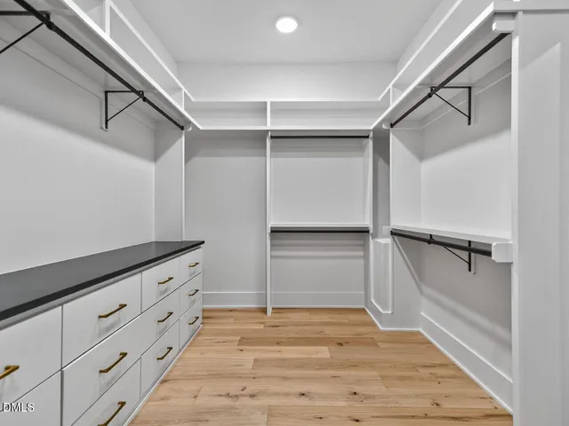 a view of an empty walk in closet
