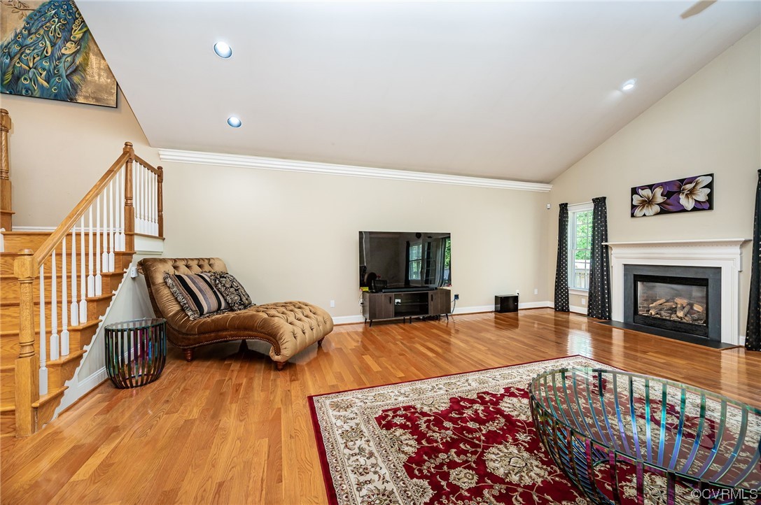 1787 South Dover Pointe Road Henrico, VA 23238 - Photo 8 of 48 Family Room with Gas Fireplace & Gorgeous Hardwoods