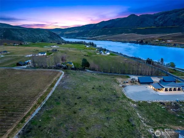 a view of a backyard with mountain view