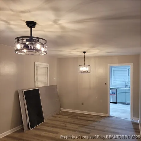 a view of a livingroom with a chandelier