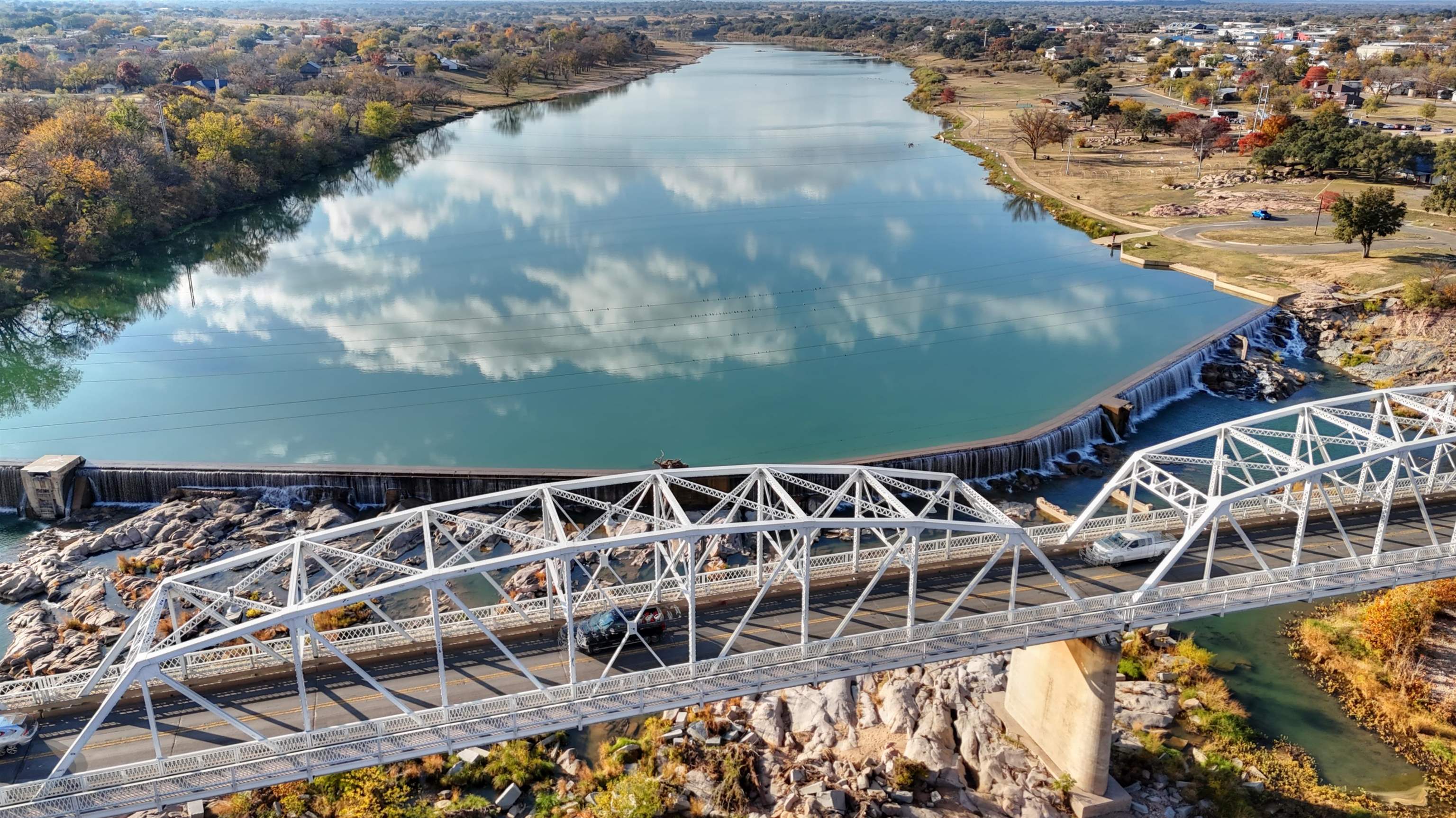 2 Walden Way Llano, TX 78643 - Photo 18 of 33 a view of a lake with wooden stairs