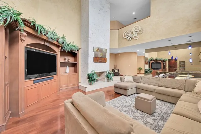 workspace with wooden floor and windows