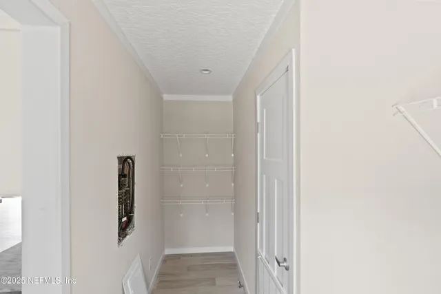 an empty room with windows