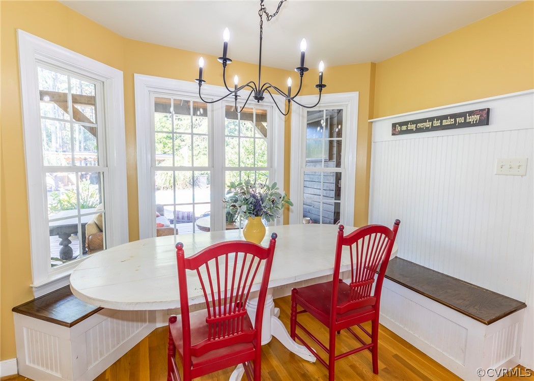 5776 Moore Creek Road Powhatan, VA 23139 - Photo 35 of 45 a view of a dining room with furniture window and outside view