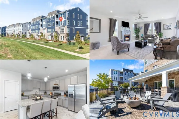 a living room with lots of furniture and a dining table with kitchen view