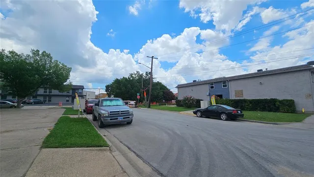 a view of a red door