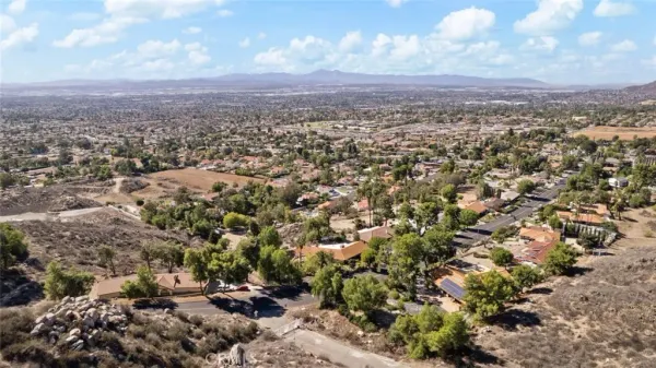 an aerial view of a and mountain