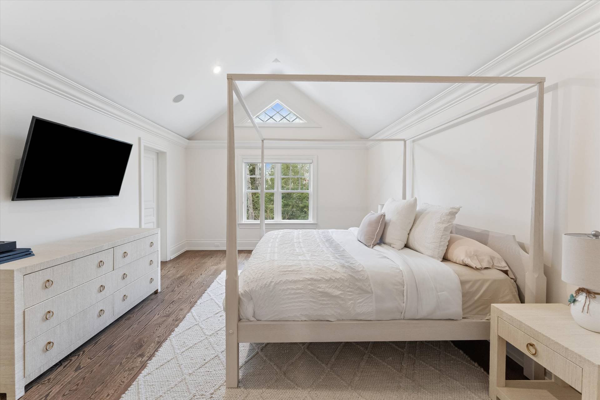 154 Northside Drive Sag Harbor, NY 11963 - Photo 12 of 21 a bedroom with a bed and a flat tv screen on dresser