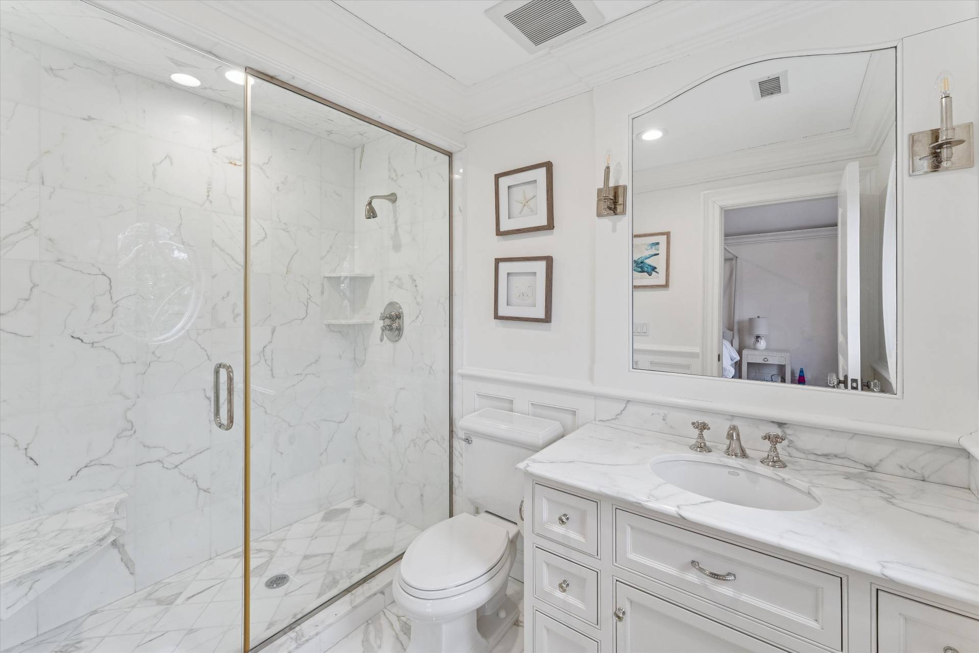 154 Northside Drive Sag Harbor, NY 11963 - Photo 13 of 21 a bathroom with a granite countertop sink toilet and shower