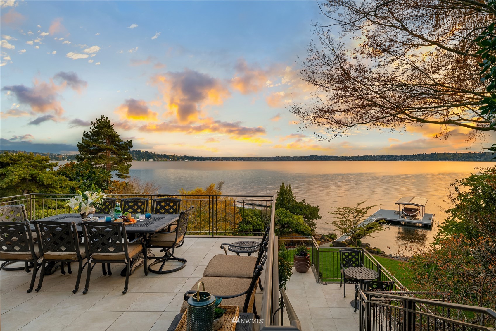 611 Evergreen Point Road Medina, WA 98039 - Photo 34 of 40 a view of a terrace with furniture