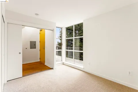 a view of small space with racks on the wall