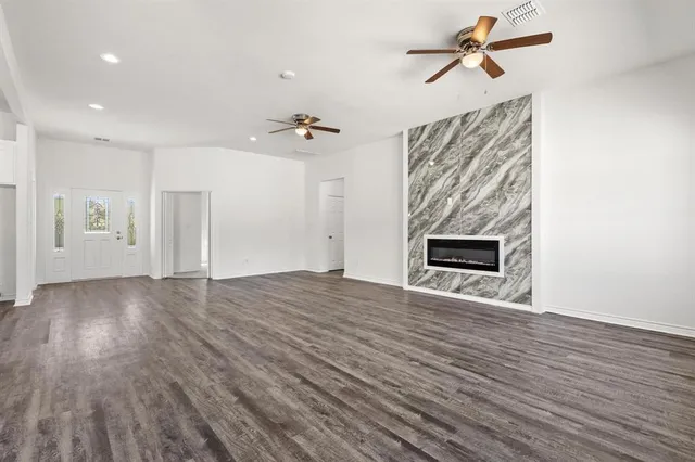 a view of a livingroom with a fireplace