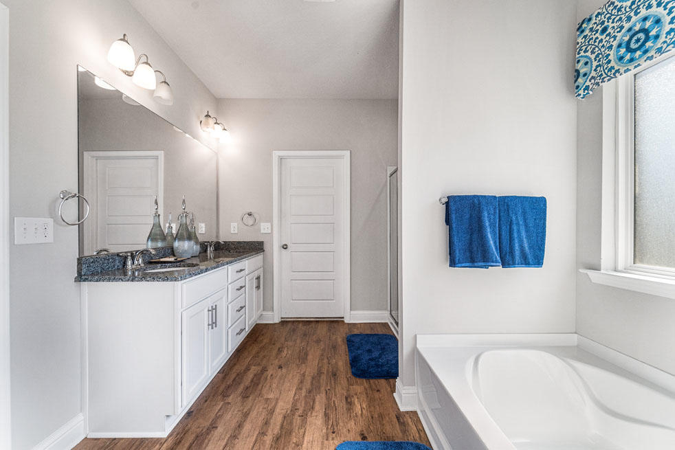 231 Conner Circle Santa Rosa Beach, FL 32459 - Photo 17 of 19 a bathroom with a sink a bathtub a mirror a vanity and a shower
