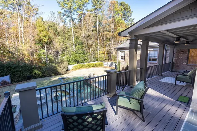 a view of a two chairs in the deck