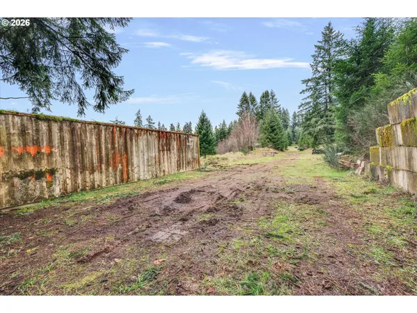 a view of a tiny house with yard and sitting area