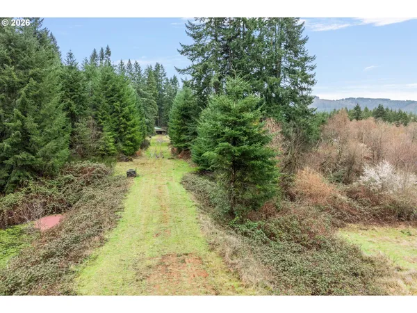 a backyard of a house with lots of green space