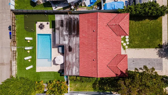 an aerial view of a house