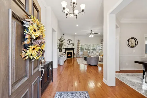 a view of a living room and dining room
