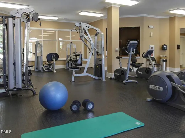 a room with gym equipment