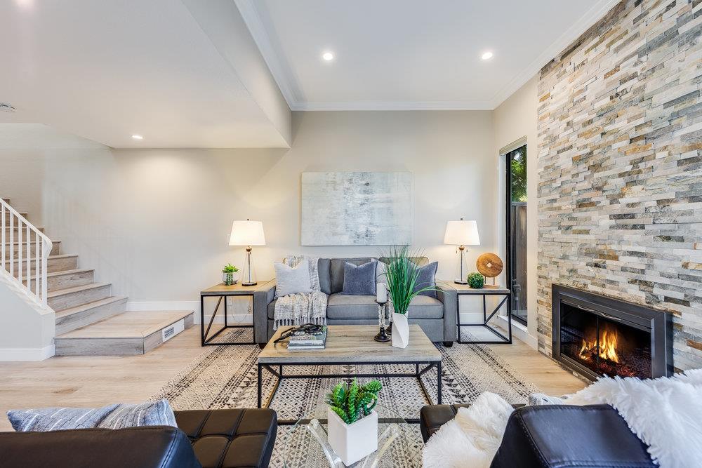 800 Rue Montagne Campbell, CA 95008 - Photo 17 of 53 a living room with furniture and a fireplace