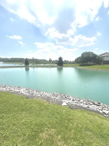 a view of a lake from a yard