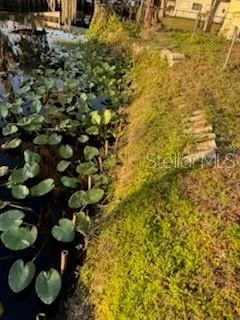 a swimming pool with outdoor seating and yard