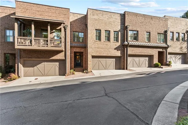 front view of building with a street