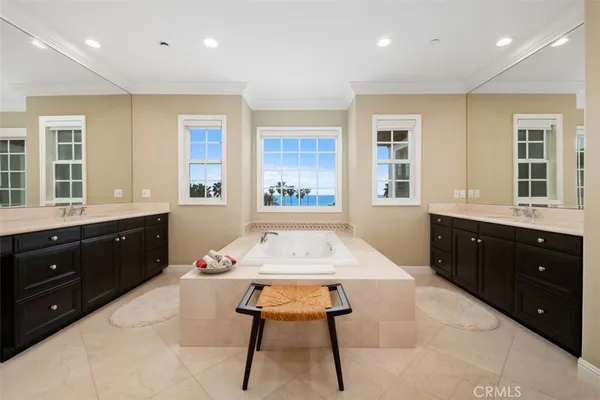 a room with a large window and table