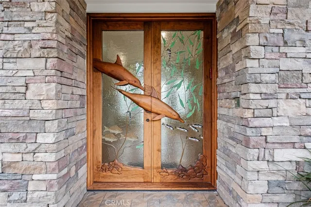 a view of a wooden door