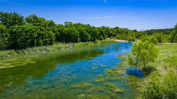a view of a garden with a lake