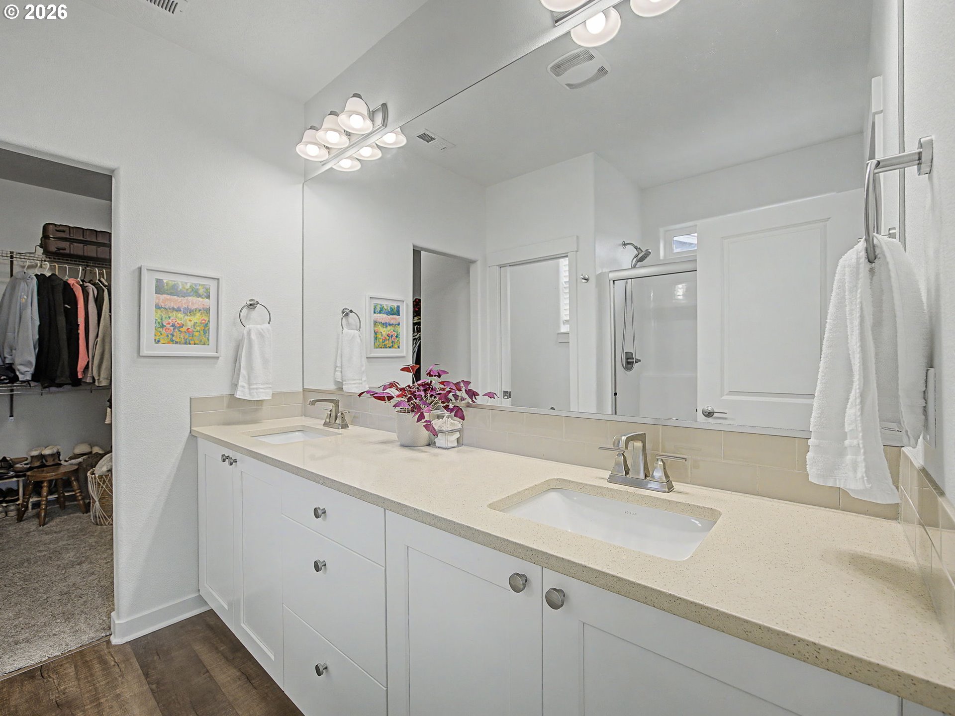 245 Northeast Hill Way Estacada, OR 97023 - Photo 30 of 45 a bathroom with a sink double vanity and a mirror