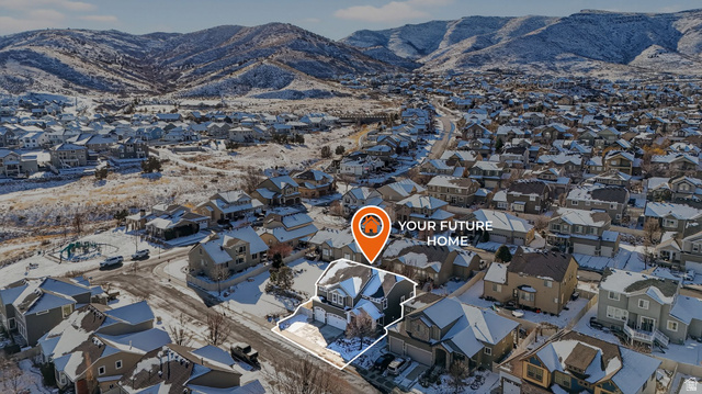 14714 South Bright Wood Road Herriman, UT 84096 - Photo 41 of 41 Snowy aerial view featuring a mountain view and a residential view