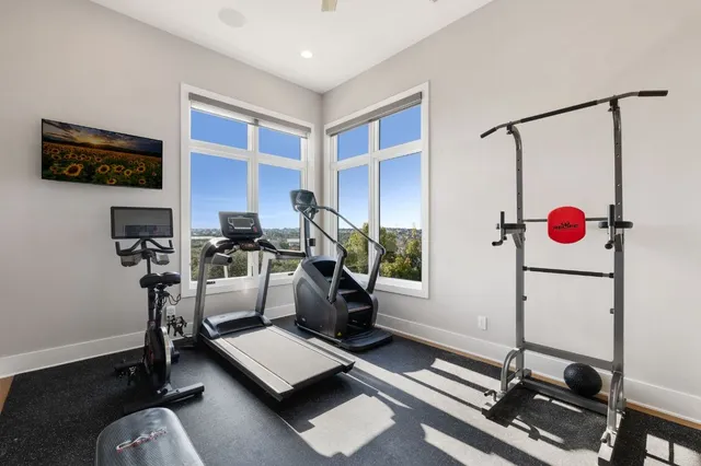 a view of a room with gym equipment
