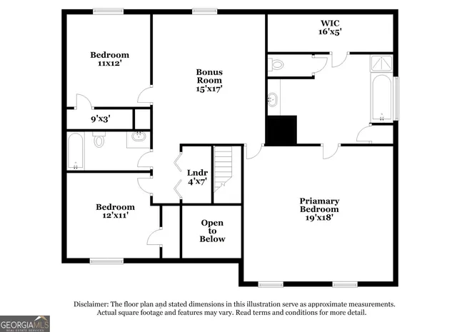 a view of a livingroom with wooden floor and a ceiling fan