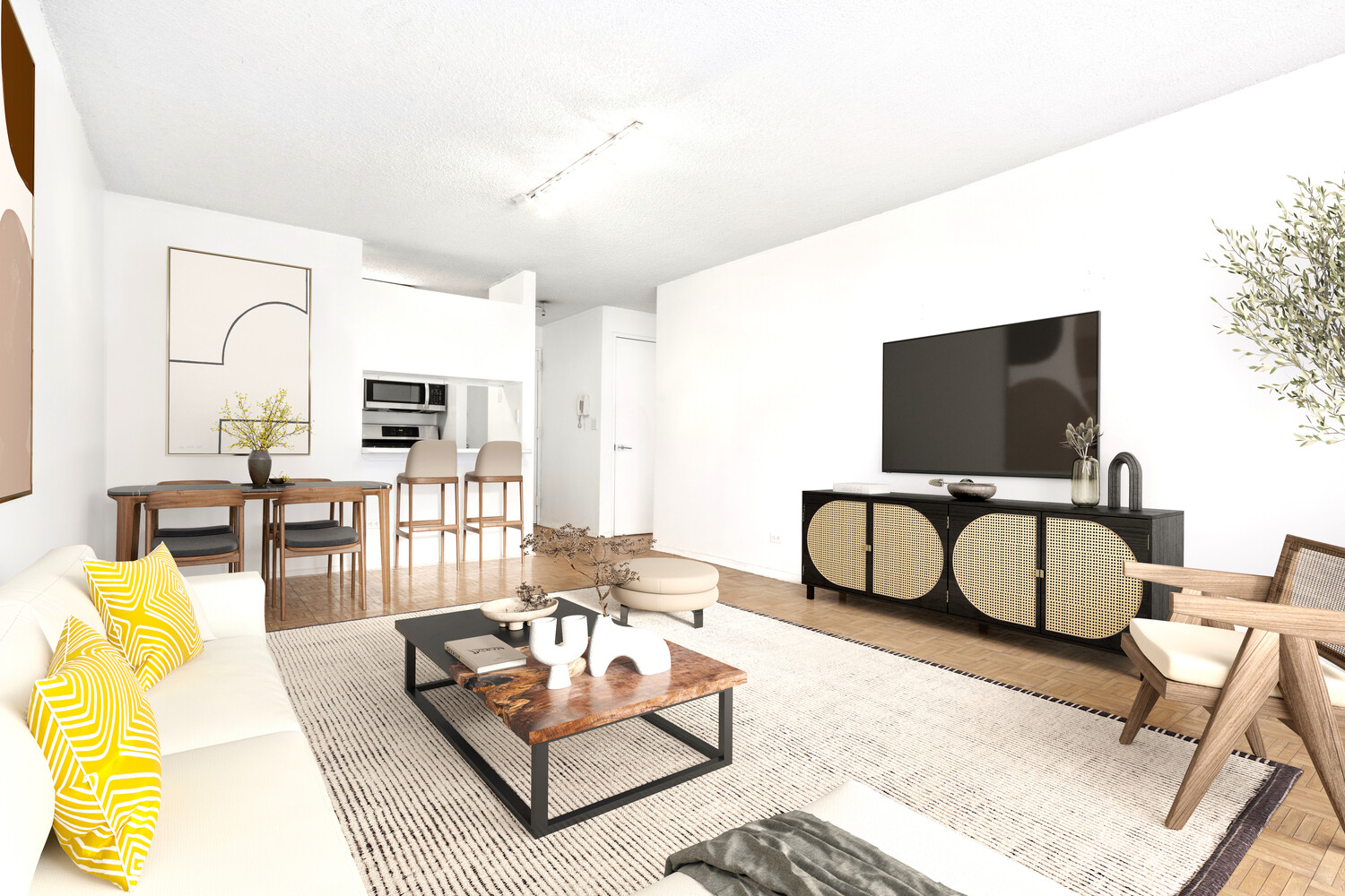 270 West 17th Street, Unit 5J Manhattan, NY 10011 - Photo 1 of 7 a living room with furniture and a flat screen tv