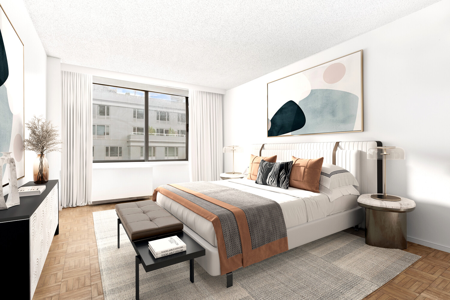 270 West 17th Street, Unit 5J Manhattan, NY 10011 - Photo 3 of 7 a bedroom with a bed and wooden floor