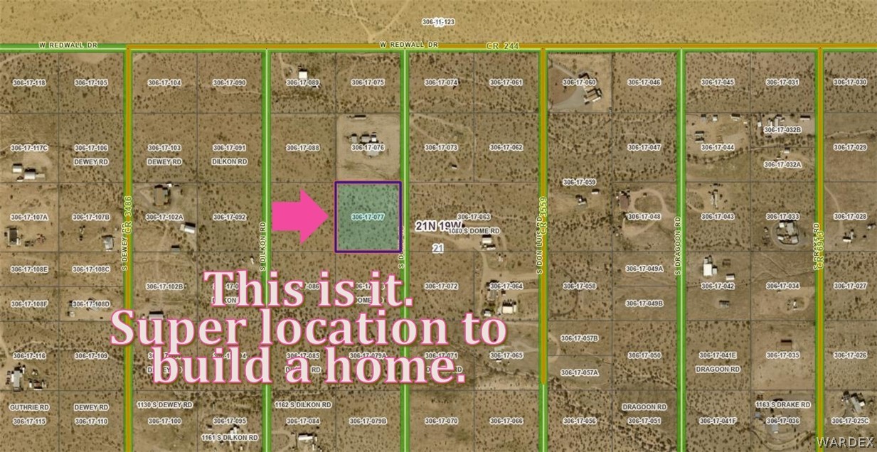 1065 South Dome Road Golden Valley, AZ 86413 - Photo 4 of 4 Parcel Map. Depicting the property within a larger land division with identifying numbers