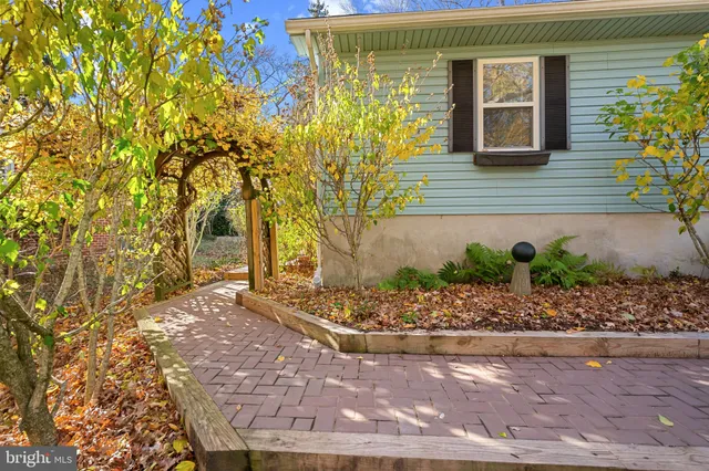 a view of house with a yard and potted plants