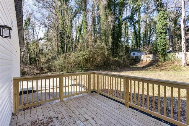 a view of a wooden roof deck