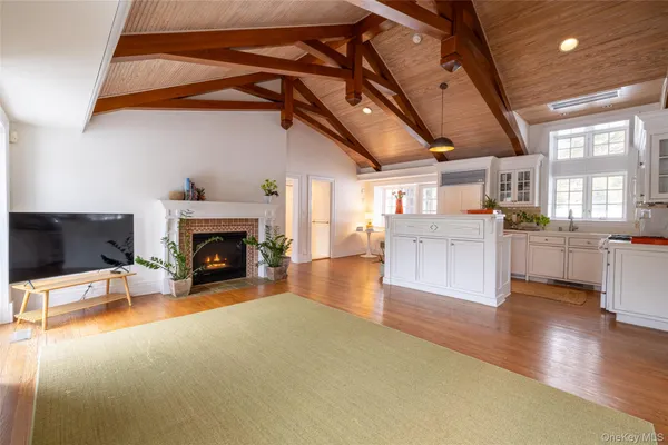 a view of a livingroom with a fireplace