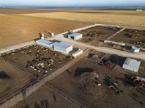 an aerial view of beach and ocean