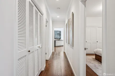 a view of a bathroom from the hallway