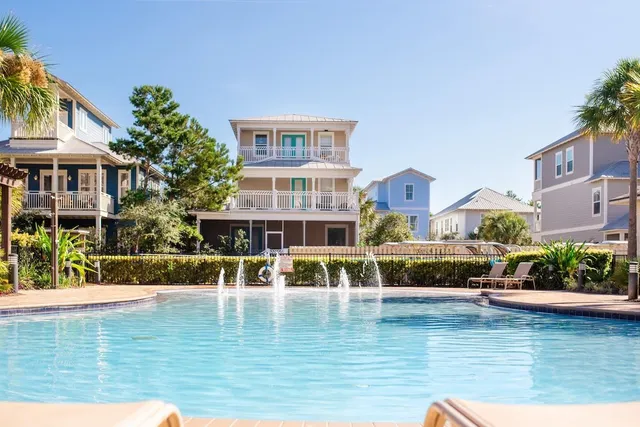 a view of pool with outdoor seating