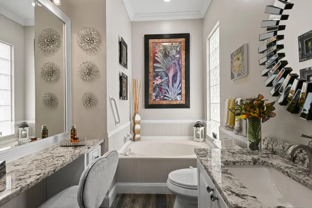 a view of a garden with a fountain