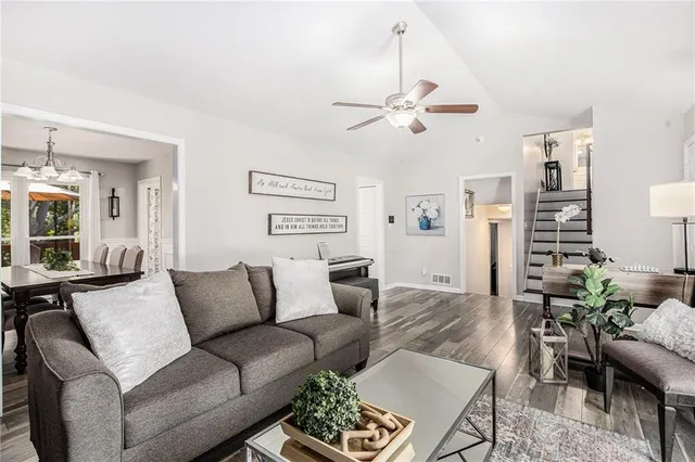 a living room with furniture