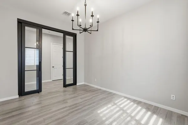 a front view of a house with a patio