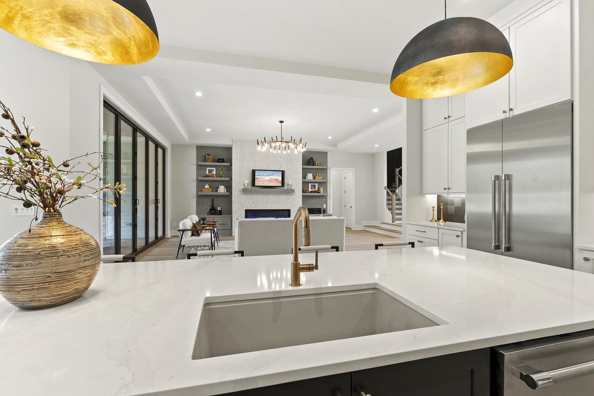 1001 Enchanted Pine Lane Raleigh, NC 27614 - Photo 19 of 52 a kitchen with a sink and a refrigerator